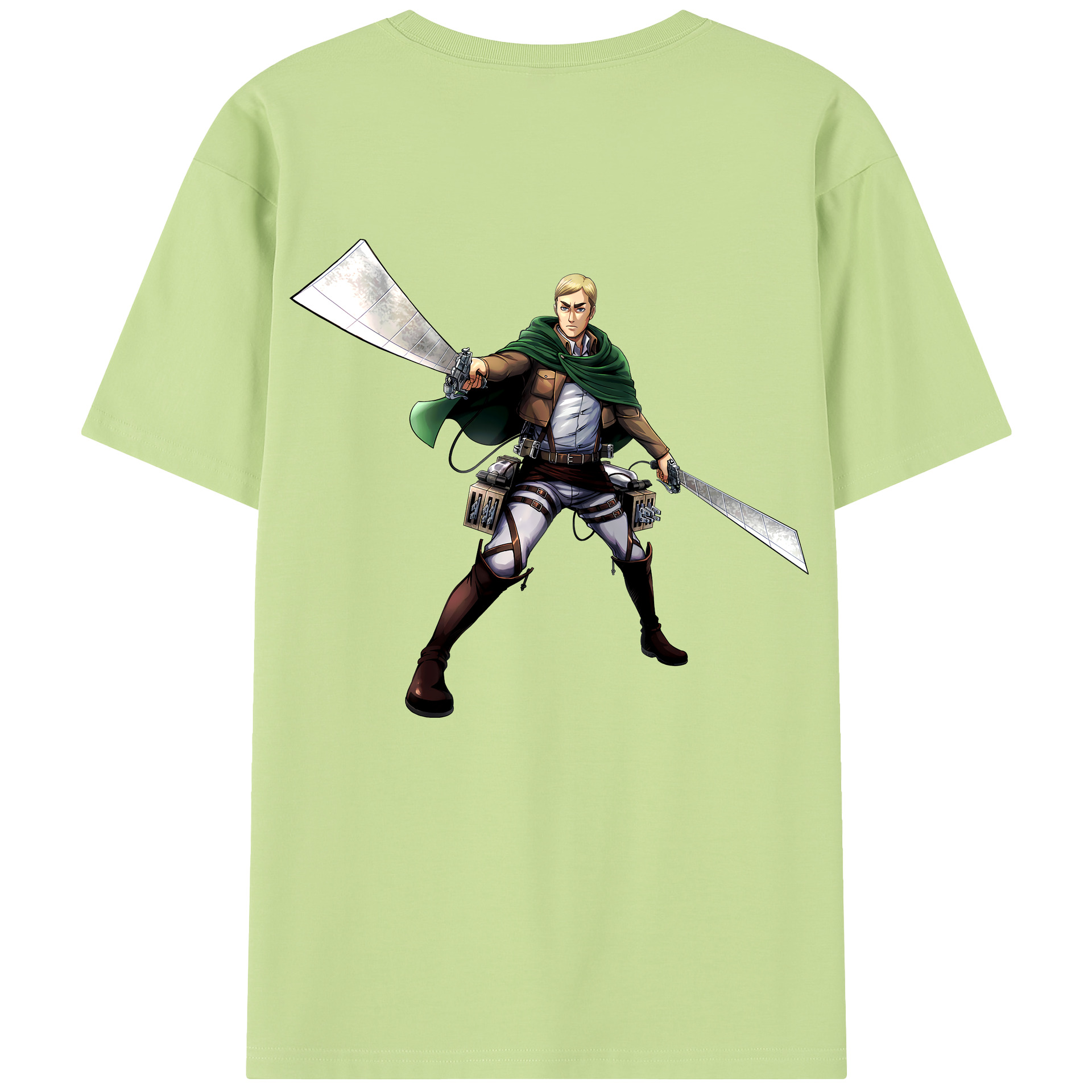 （画像用） 進撃の巨人 エルヴィン・スミス Attack on Titan Erwin Smith 綿100％半袖Tシャツ（背面プリント）
